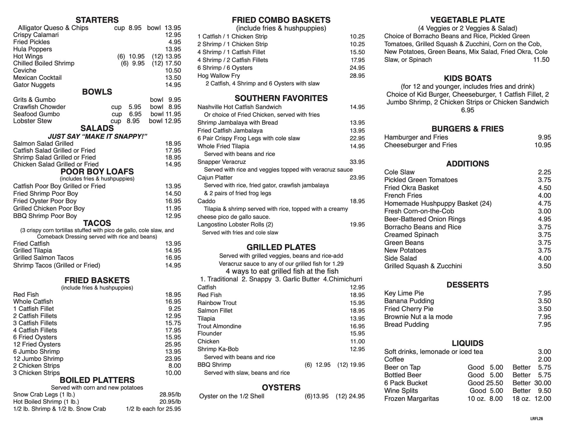 Little Rock Menu